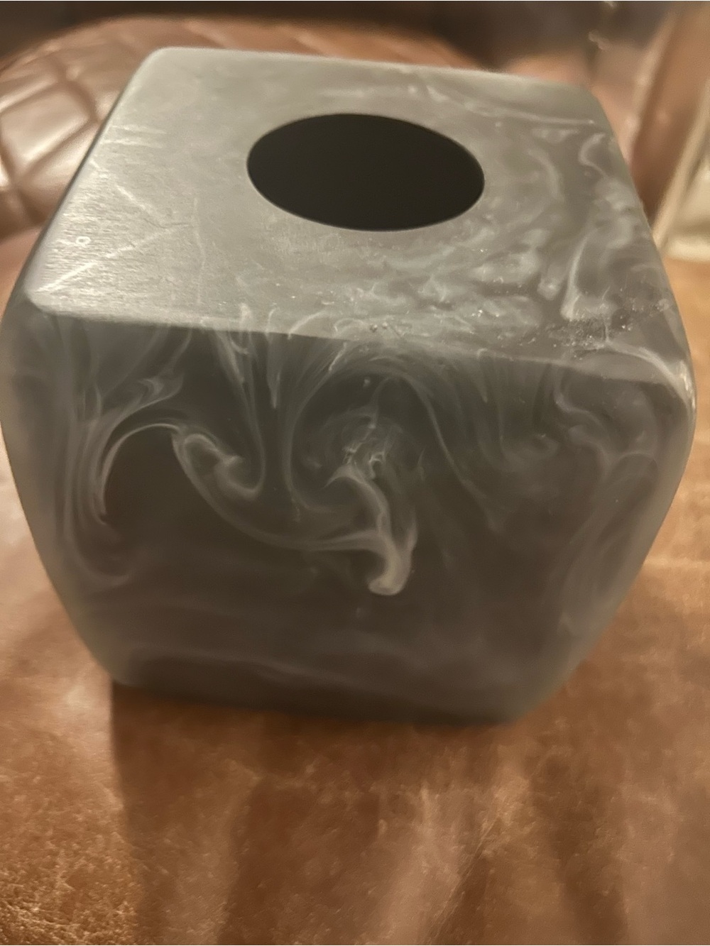 Kassatex Gray Marble Swirl Tissue Box Cover
